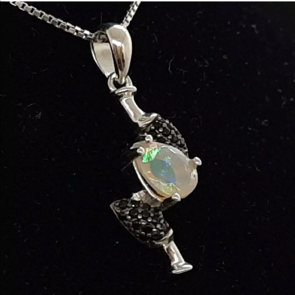 world class 1.6 ctw opal and black diamond pendant